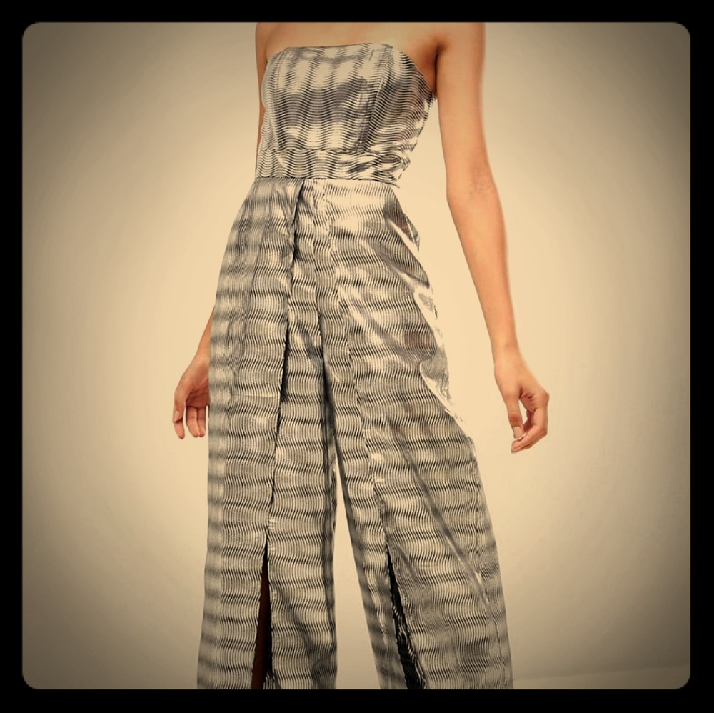 ASOS Tall Structured Bandeau Jumpsuit in Silver